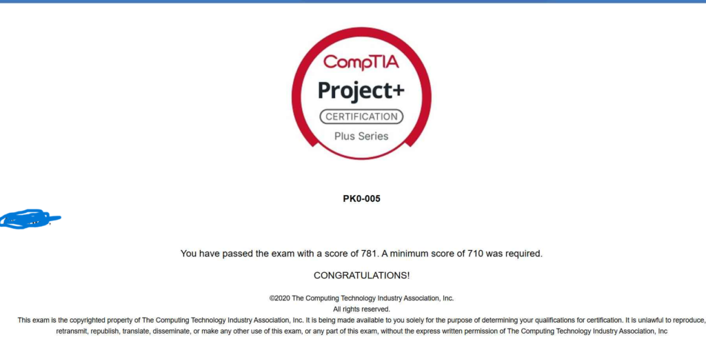 Pass in Comptia Proejct Plus Exam